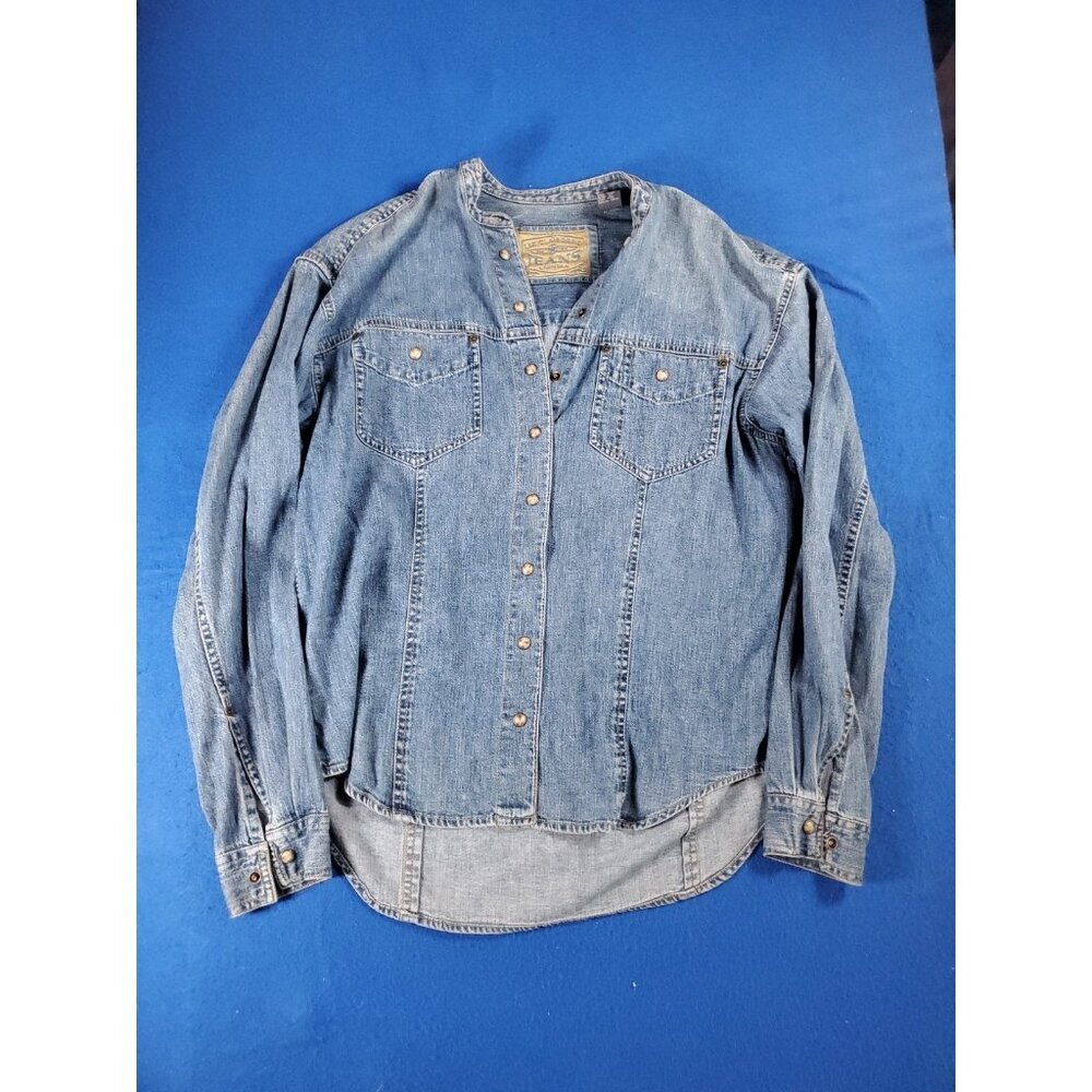 Vintage Liz Claiborne Denim Jean Shirt Pearl Buttons Jacket Size Medium - Picture 14 of 16